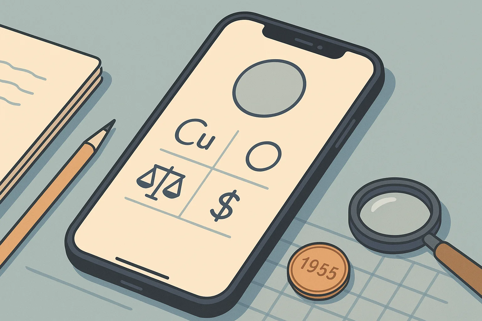 A coin analysis shown on an iPhone screen.